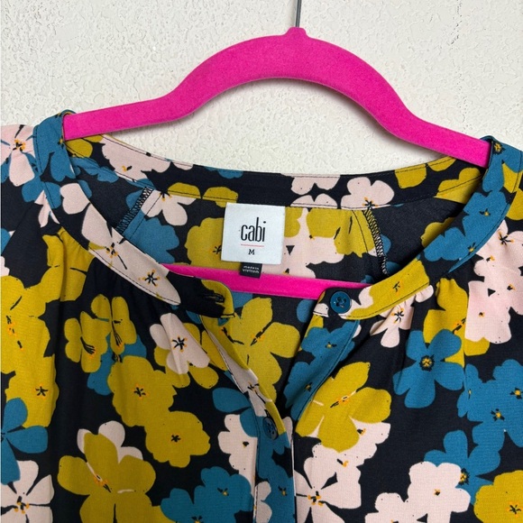 CAbi Favorite Retro Floral Bishop Sleeve Button Down Blouse M - Picture 6 of 10